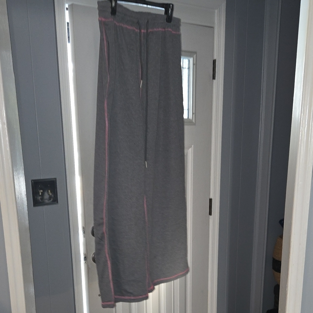 Gray Lounge Pants with Pink Trim